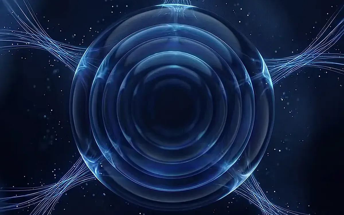 A luminous glass core with blue filaments of light radiating outward, from the 12Nexus Software site